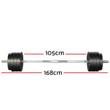 Everfit 78kg Barbell Set Weight Plates Bar Lifting Bench 168cm