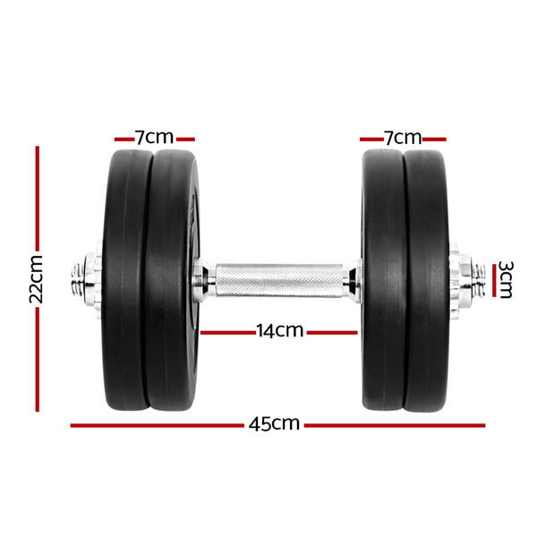 Everfit 25kg Dumbbell Set Weight Plates Dumbbells Lifting Bench