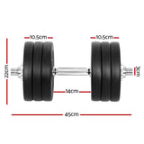 Everfit 35kg Dumbbell Set Weight Plates Dumbbells Lifting Bench