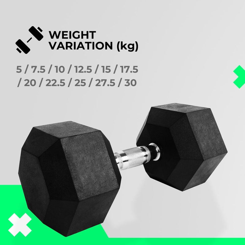 VERPEAK Rubber Hex Dumbbells 25kg -