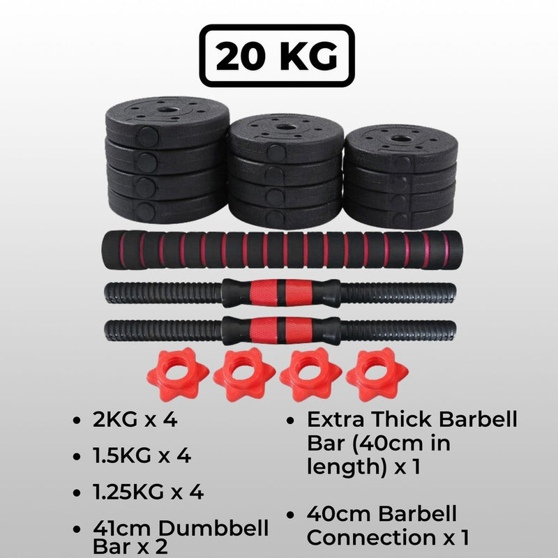 Verpeak Adjustable Rubber Dumbbells 20kg