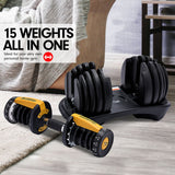 Powertrain 48kg  Adjustable Dumbbell Home Gym Set Gold