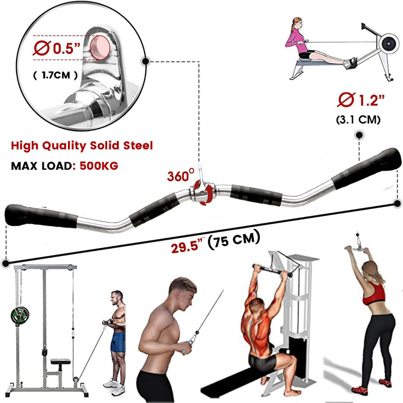 75cm Tricep Press Pulldown Bar Cable Machine Revolving LAT Pull down Bar Rotating Curl Bar