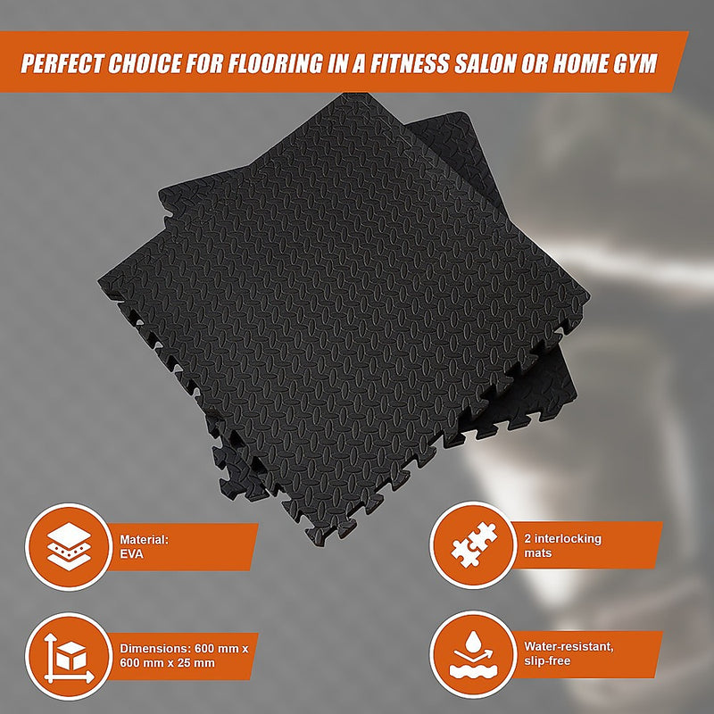 12 Tiles EVA Rubber Foam Gym Mat 60cm x 60cm 2.5cm Fitness Flooring