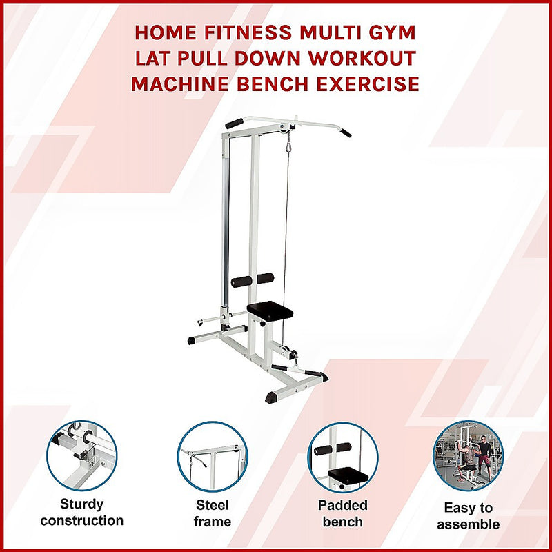 Home Fitness Multi Gym Lat Pull Down Workout Machine Bench Exercise