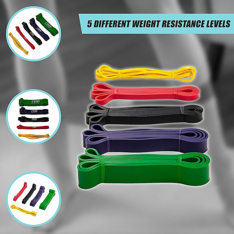 Resistance Band Loop Set of 5 Heavy Duty Gym Yoga Workout