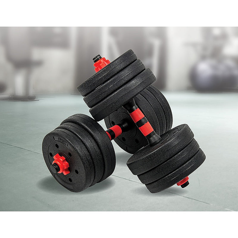 20kg Adjustable Rubber Dumbbell Set Barbell Home GYM Exercise Weights