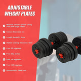 30kg Adjustable Rubber Dumbbell Set Barbell Home GYM Exercise Weights