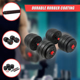 40kg Adjustable Rubber Dumbbell Set Barbell Home GYM Exercise Weights