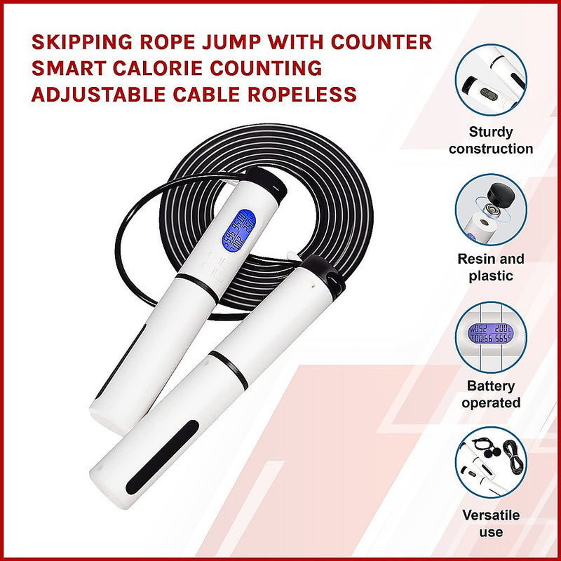 Skipping Rope Jump with Counter Smart Calorie Counting Adjustable Cable Ropeless