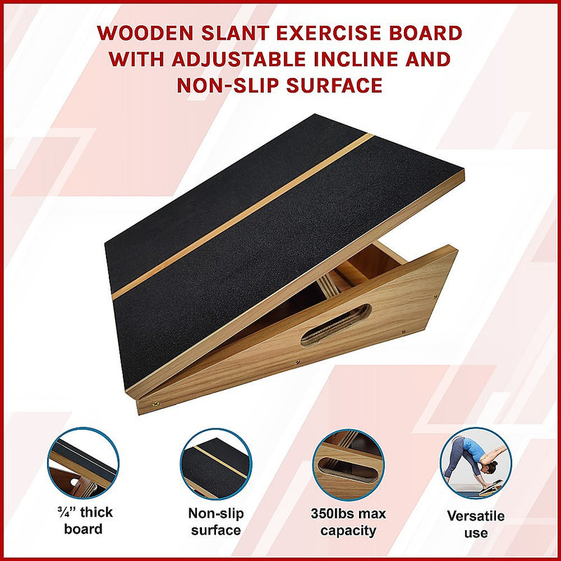 Wooden Slant Exercise Board With Adjustable Incline And Non-Slip Surface